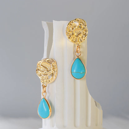 925 Silver, Teardrop Turquoise Earrings, Women's Earrings with Teardrop Turquoise, For Girls, Fashion, Luxury, Daily Wear, Datin