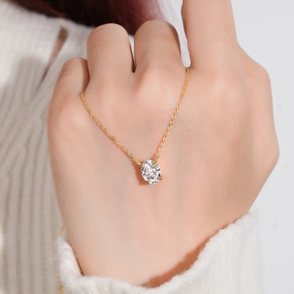 OXTAO D VVS1 2.0 CT Oval Cut Moissanite Necklace Solitaire Pandent with Certified S925 Silver Classic Necklaces Wedding Jewelry