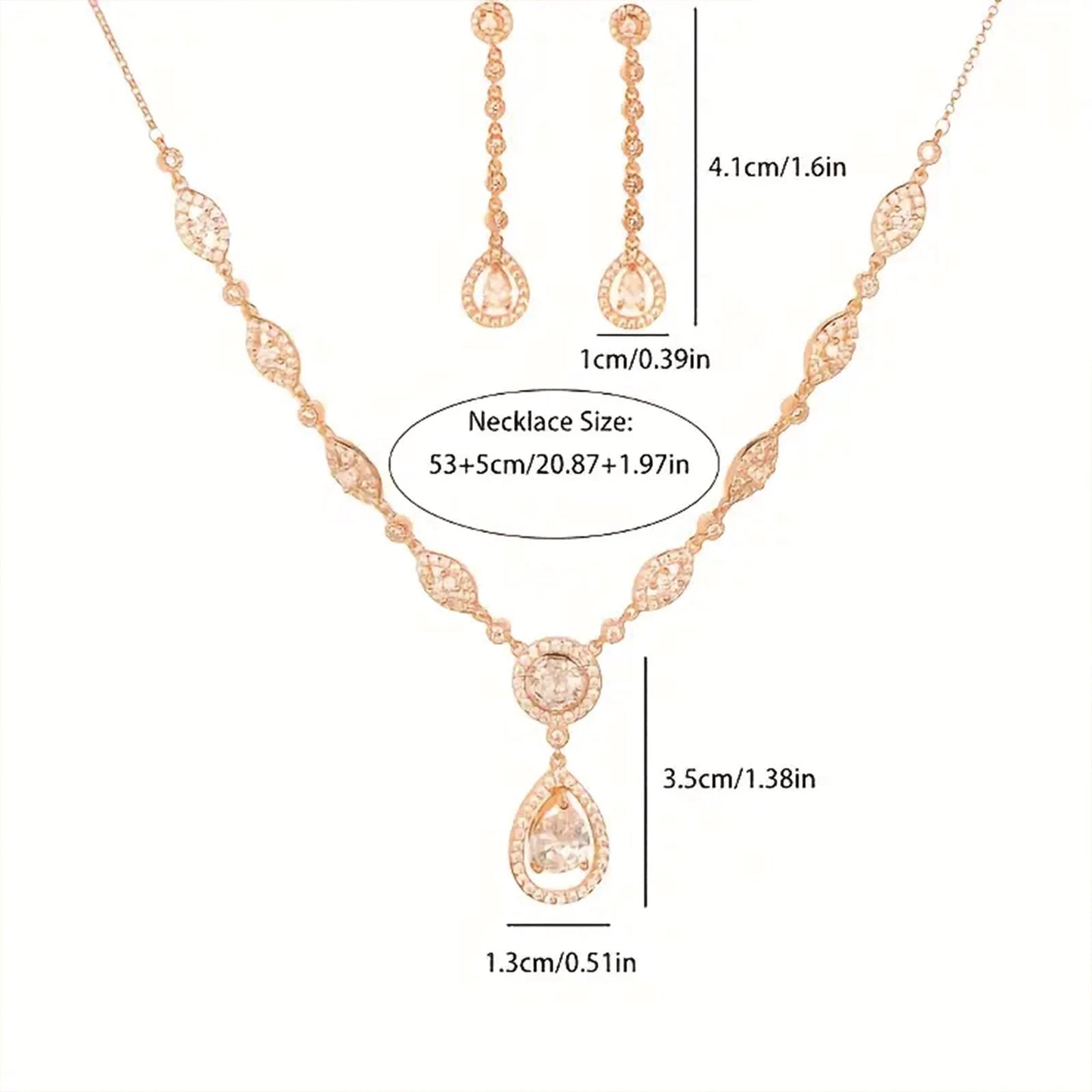 925 silver, luxury teardrop jewellery set with synthetic zirconia, perfect gift for girlfriends, mums, family - great for birthd
