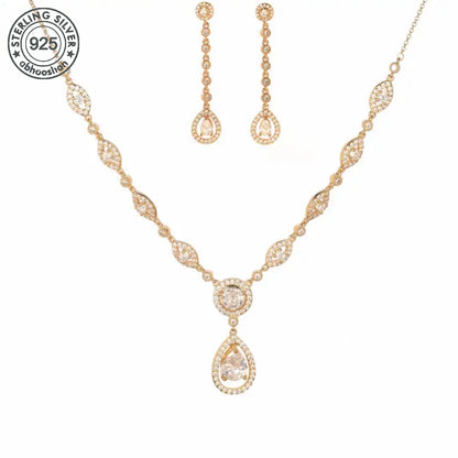 925 silver, luxury teardrop jewellery set with synthetic zirconia, perfect gift for girlfriends, mums, family - great for birthd