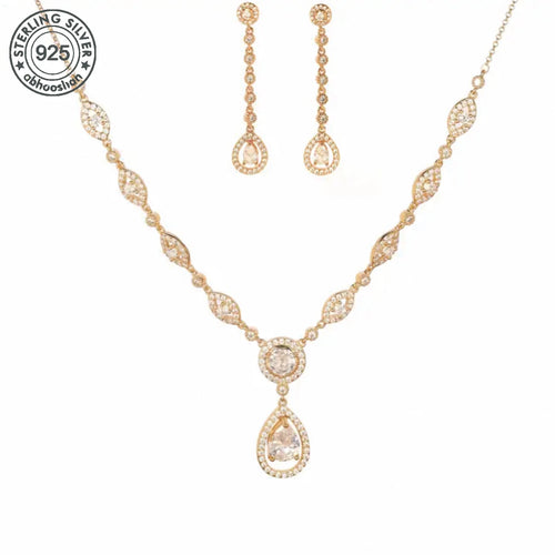 925 silver, luxury teardrop jewellery set with synthetic zirconia, perfect gift for girlfriends, mums, family - great for birthd
