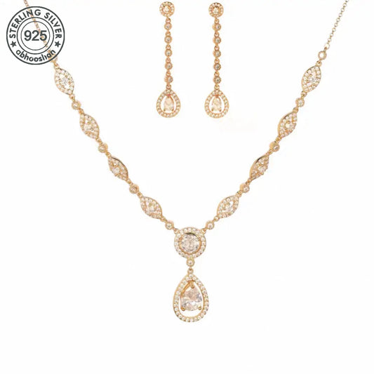925 silver, luxury teardrop jewellery set with synthetic zirconia, perfect gift for girlfriends, mums, family - great for birthd