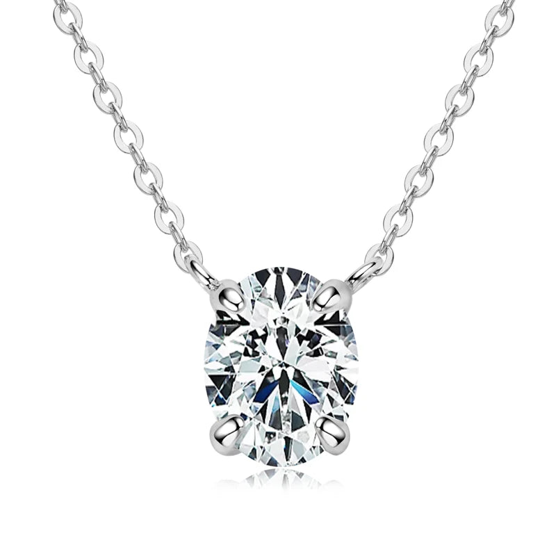 OXTAO D VVS1 2.0 CT Oval Cut Moissanite Necklace Solitaire Pandent with Certified S925 Silver Classic Necklaces Wedding Jewelry