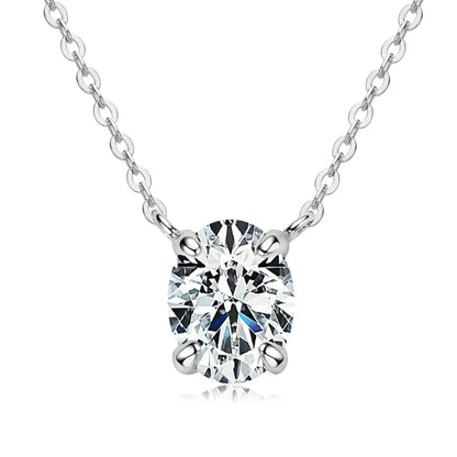 OXTAO D VVS1 2.0 CT Oval Cut Moissanite Necklace Solitaire Pandent with Certified S925 Silver Classic Necklaces Wedding Jewelry