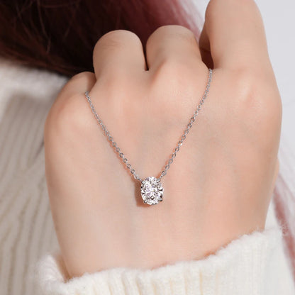 OXTAO D VVS1 2.0 CT Oval Cut Moissanite Necklace Solitaire Pandent with Certified S925 Silver Classic Necklaces Wedding Jewelry