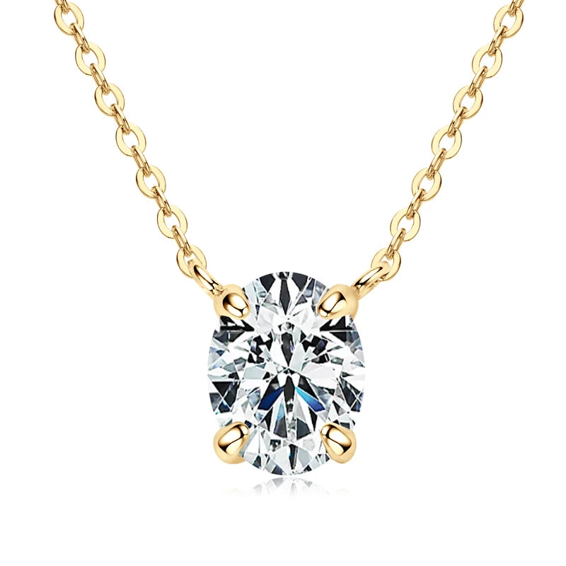 OXTAO D VVS1 2.0 CT Oval Cut Moissanite Necklace Solitaire Pandent with Certified S925 Silver Classic Necklaces Wedding Jewelry