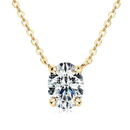 OXTAO D VVS1 2.0 CT Oval Cut Moissanite Necklace Solitaire Pandent with Certified S925 Silver Classic Necklaces Wedding Jewelry