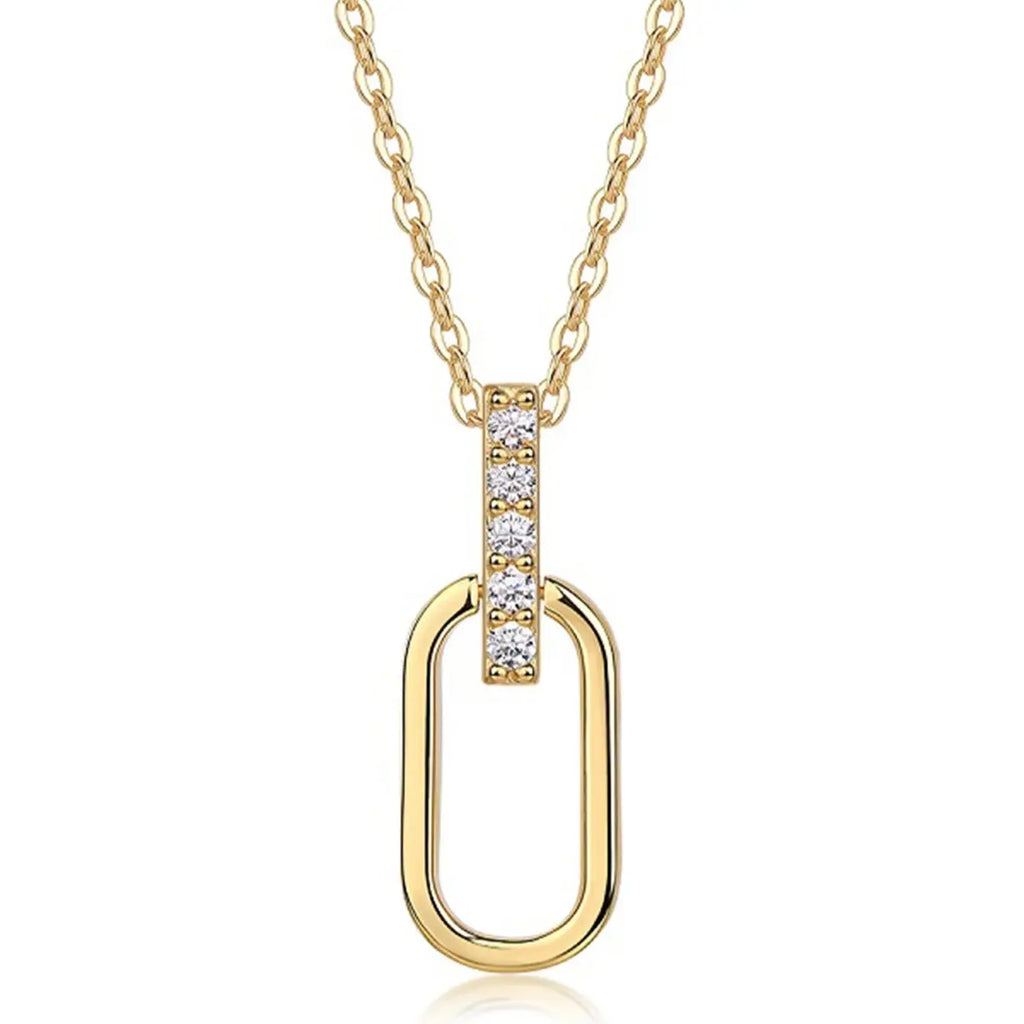 JIUZUAN Geometric Pendant Necklace 925 Silver 18K Gold Plated Stylish Jewelry for Women Gift Comes with GRA Certificate